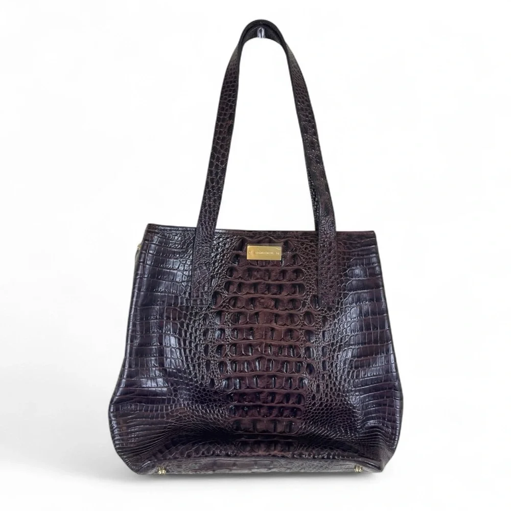 Brahmin Quartz Stanton Tote Pecan Melbourne Croc Leather NWOT